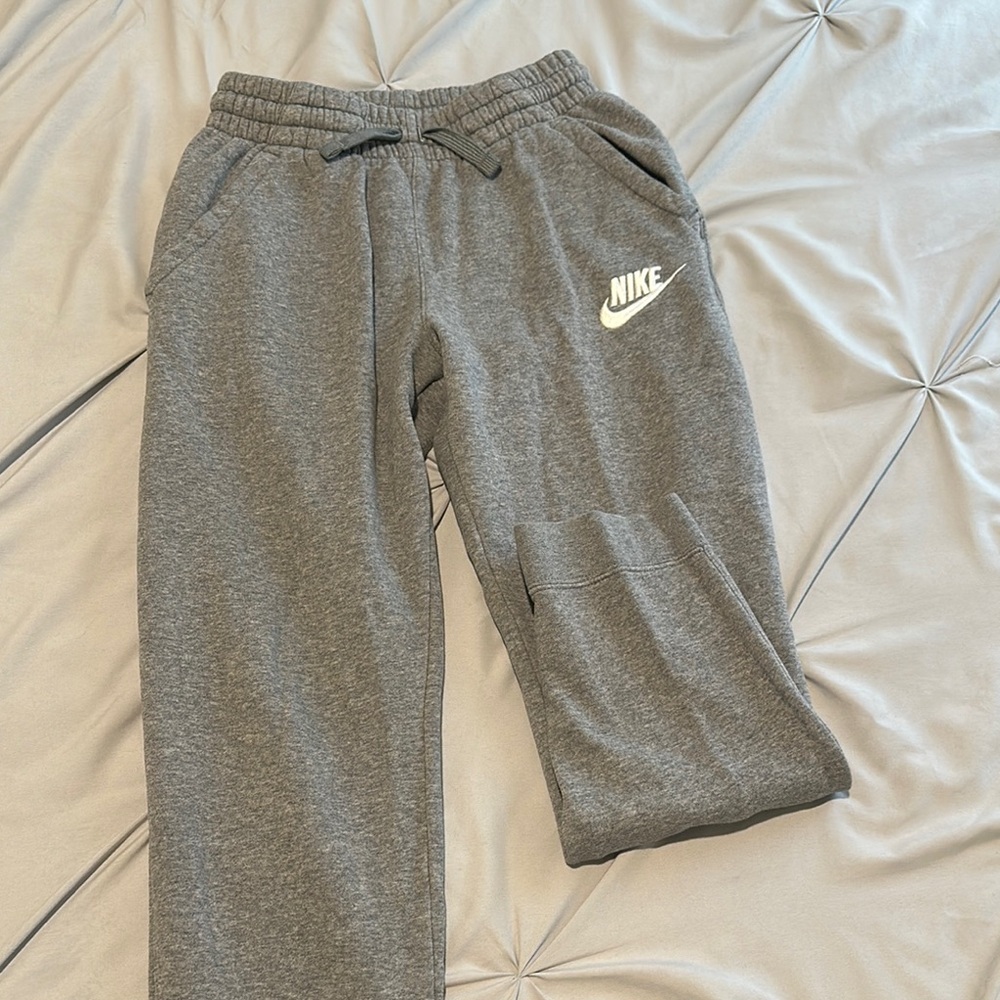 Nike Heather Gray Sweatpants with Adjustable Waistband and Elastic Cuffs